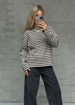 Nete stripe bluse Grey Melange/Offwhite Boii Studios 